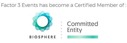 Factor3events_certified_Biosphere Factor 3 Events has become a Certified Member of Biosphere: Committed Entity